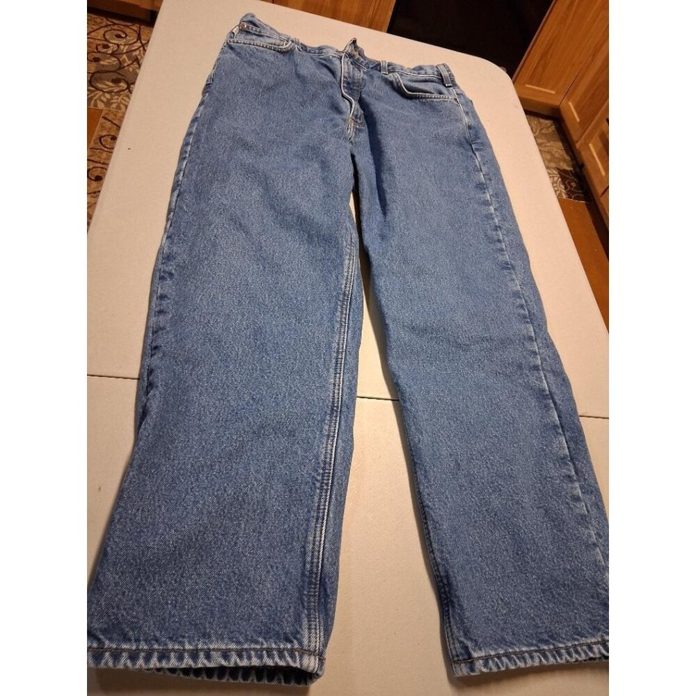 Carhartt Mens Flannel Lined Relaxed Fit Blue Denim Jeans 100% Cotton 36x30 Made